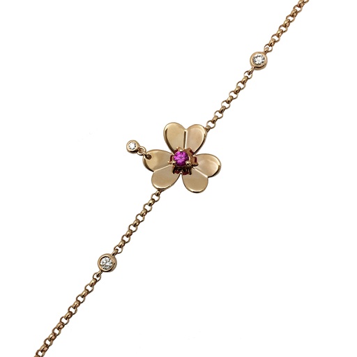 [BR3S1KD3O161(BR330830006)] Floral Love系列 粉紅藍寶石鑽石手鍊