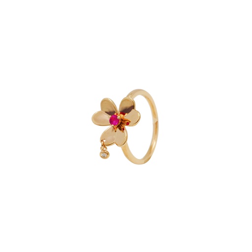 [RI3S1KD3O183(RI330880002)] Floral Love系列 粉紅藍寶石鑽石戒指