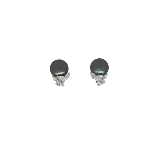 [EA1Z7DL1Q115(EA1007238)] Queenie系列 南洋黑珍珠鑽石耳環