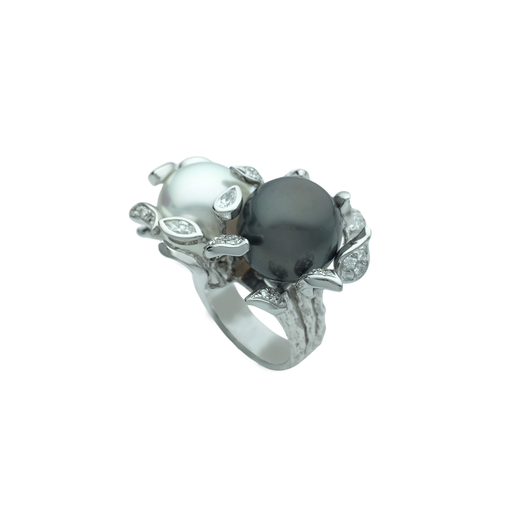 [RI1Z7DL1U107(RI1010936)] Virtuu系列 南洋黑白珍珠鑽石戒指
