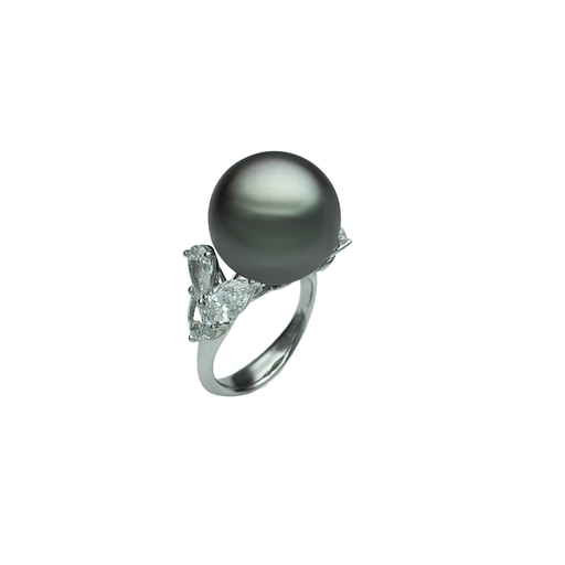 [RI1Z7DL1Q104(RI1010951)] Queenie系列 南洋黑珍珠鑽石戒指