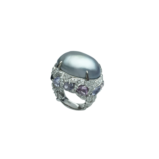 [RI1Z7DL1U109(RI1011106)] Virtuu系列 藍寶石鑽石珍珠戒指