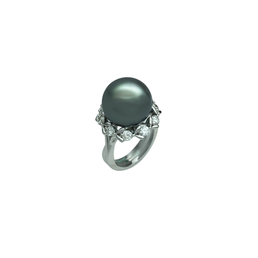 [RI1011318] 南洋黑珍珠鑽石戒指