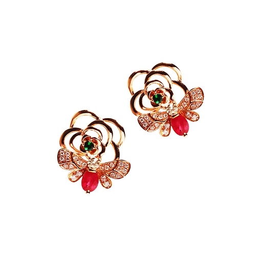 [EA3RADA3O039] Floral Love系列 紅寶石鑽石耳環