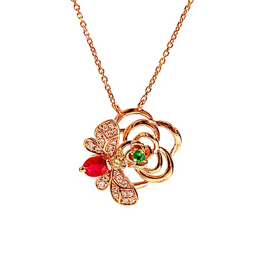 [NE3RADA3O045] Floral Love系列 紅寶石鑽石項鍊