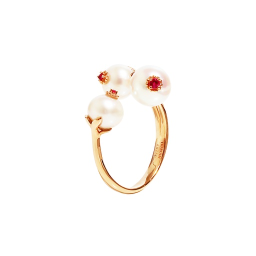 [RI3ZADA3O060] Floral Love系列 紅寶石珍珠戒指